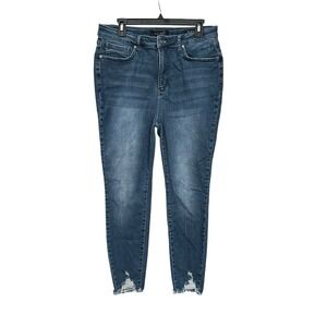 JUDY BLUE Womens Sz 15/32 Skinny Fit Distressed Frayed Hem High Rise Jeans YZ6-6
